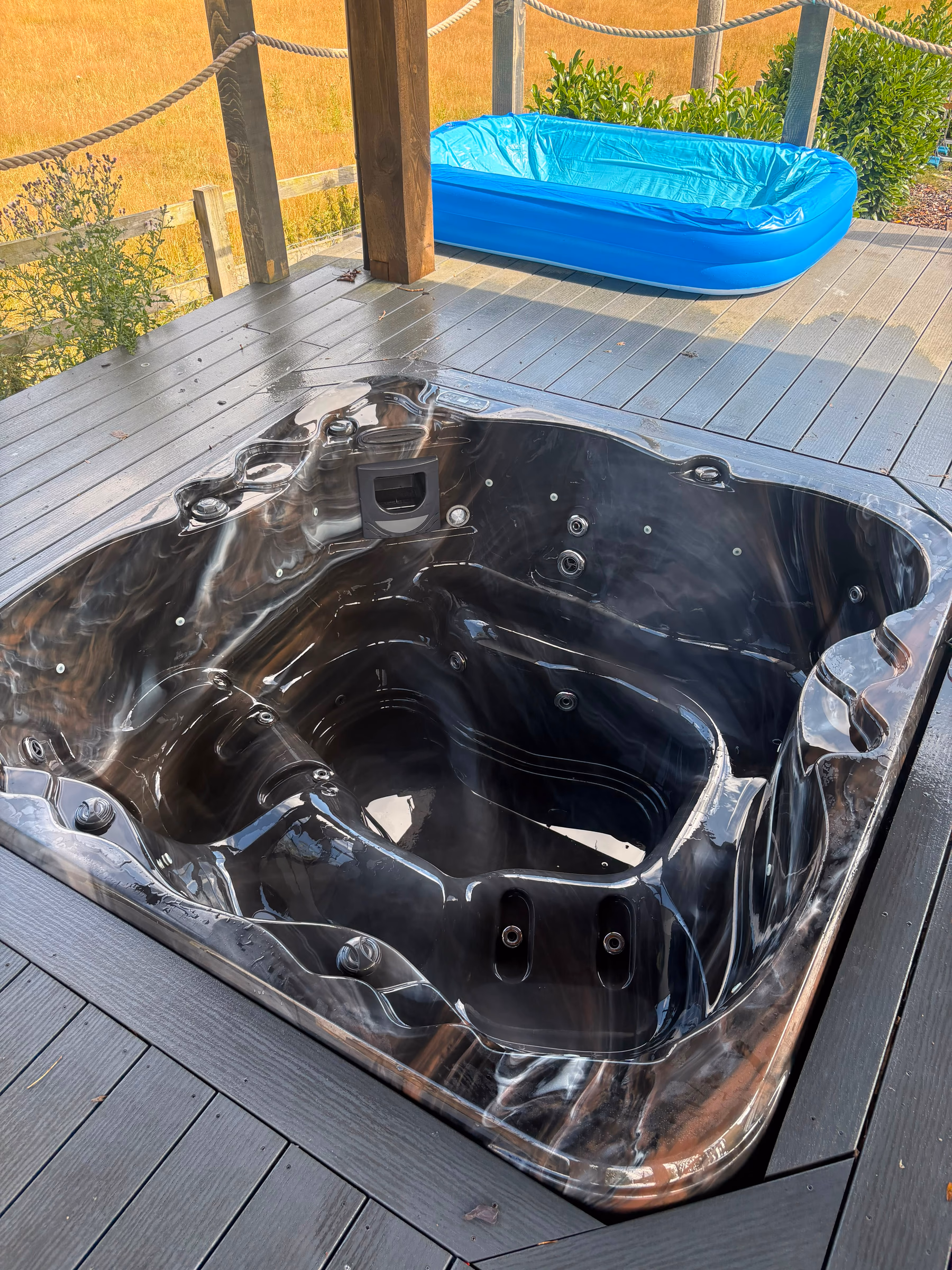 Hot tub drained for a professional deep clean